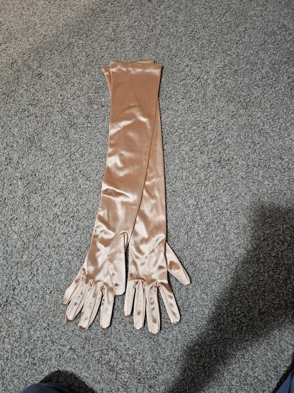 Long Satin Opera Gloves in Rose Gold - Vintage Excellent Collectors Item